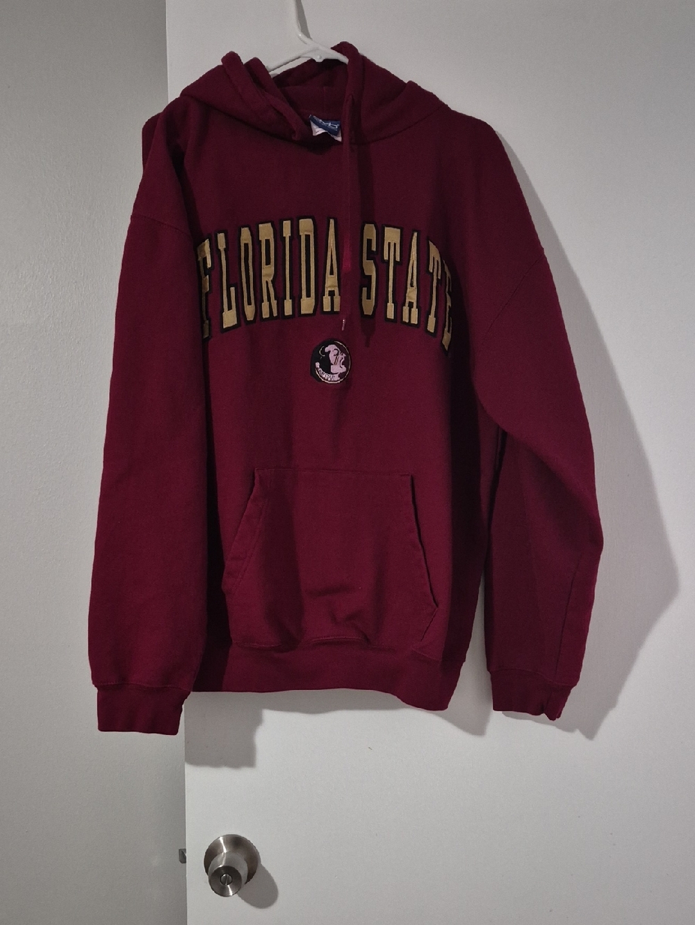 Varsity Florida State Maroon Pullover Hoodie with Gold Lettering